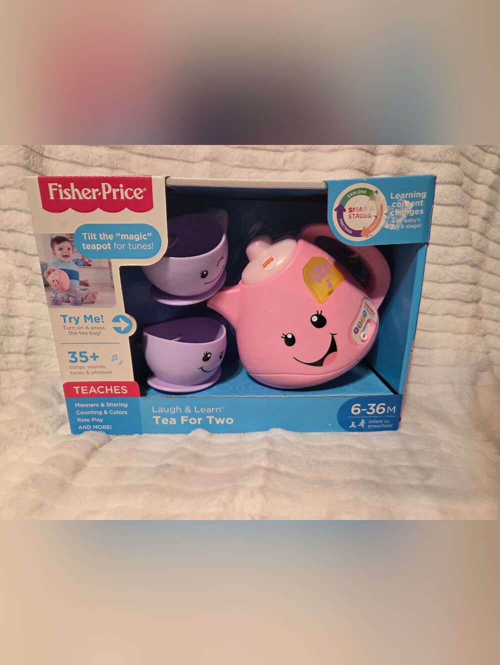 Nib Fisher-Price Pink Play Tea Set with Purple Cups